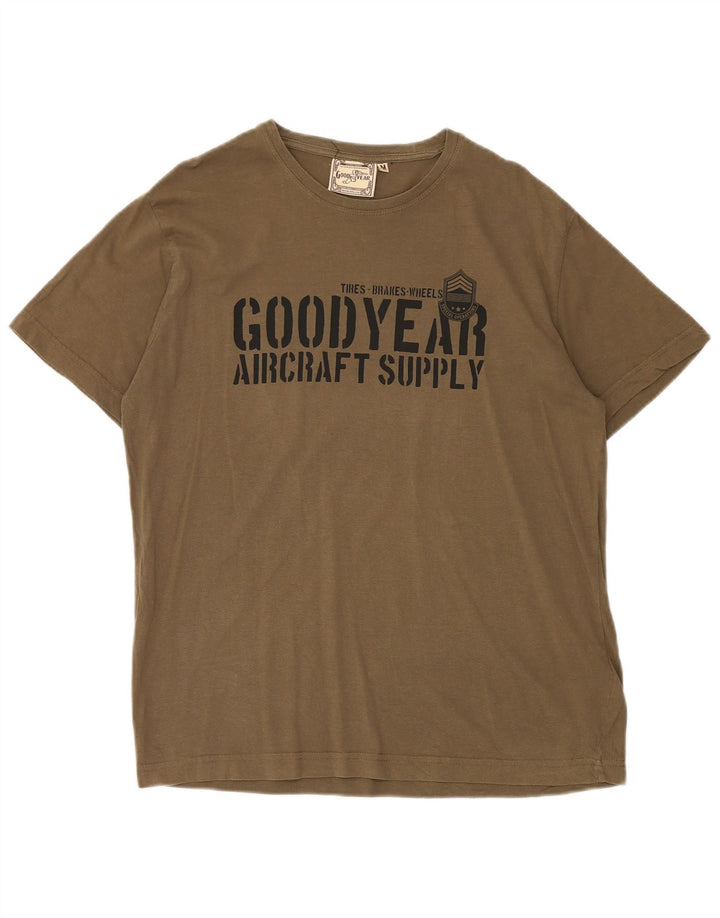 GOOD YEAR Camiseta gráfica para hombre Top Algodón caqui mediano
