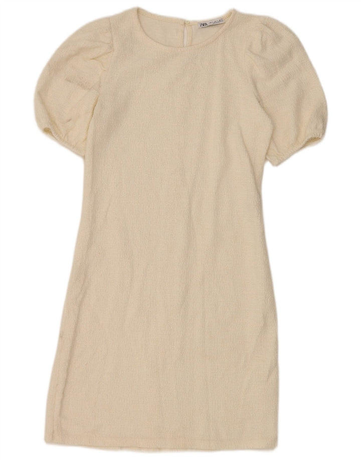 Zara Mujer Vestido Tubo UK 8 Pequeño Algodón Blanco