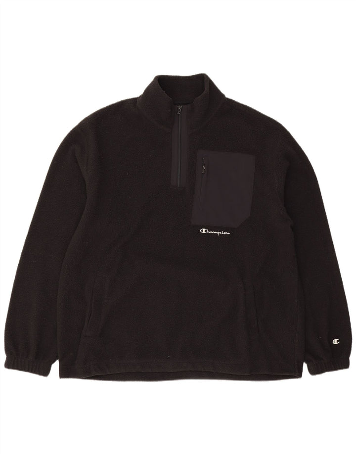 Champion Jersey De Forro Polar Con Cremallera Para Hombre Grande Poliéster Negro