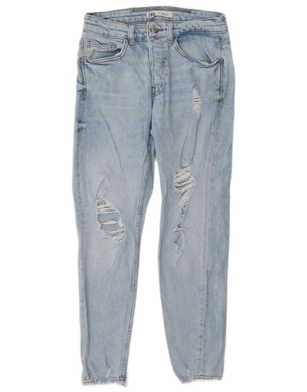 Zara Jeans ajustados desgastados para hombre EU 38 Small W30 L27 Azul