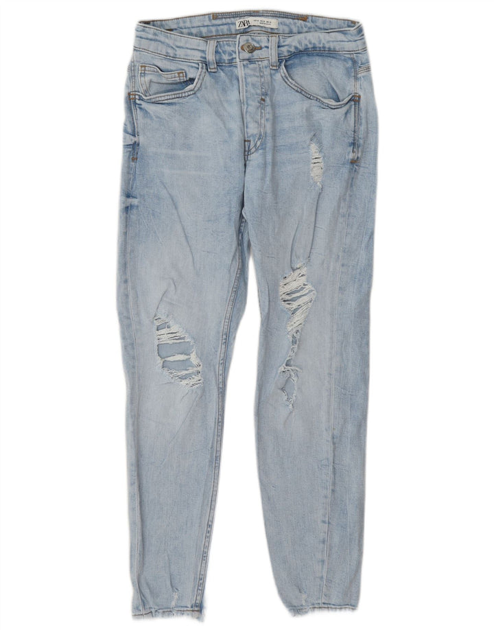 Zara Jeans ajustados desgastados para hombre EU 38 Small W30 L27 Azul
