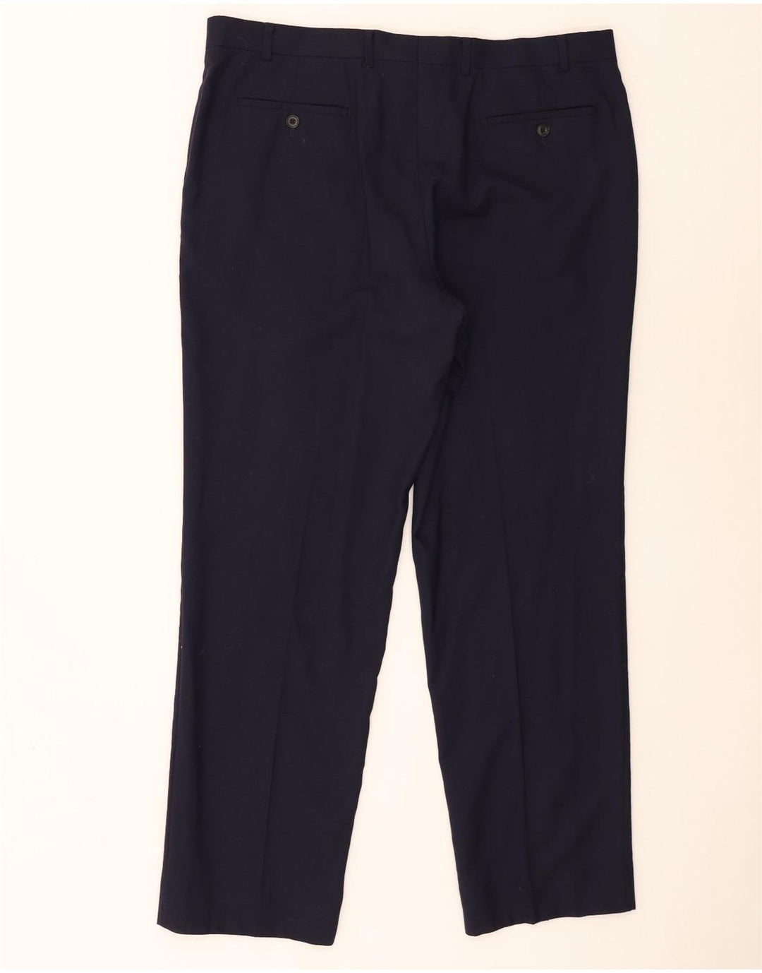 Marks & Spencer Pantalón de traje de corte regular para hombre W38 L31 Lana azul marino