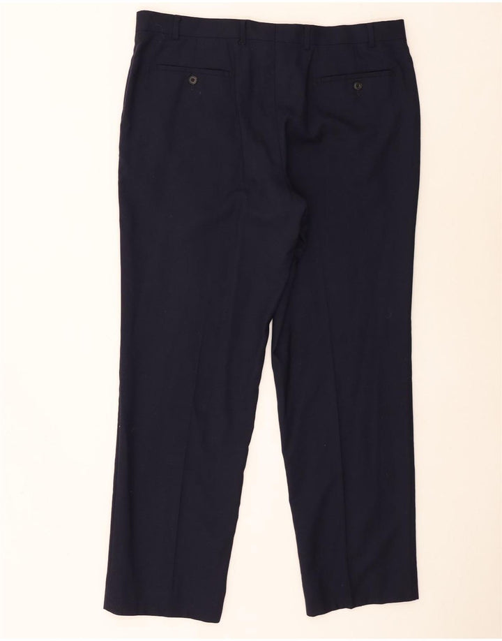 Marks & Spencer Pantalón de traje de corte regular para hombre W38 L31 Lana azul marino