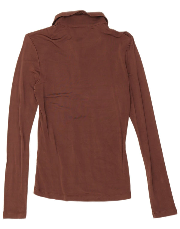 Hugo Boss Polo de manga larga para mujer UK 10 Small Viscosa marrón