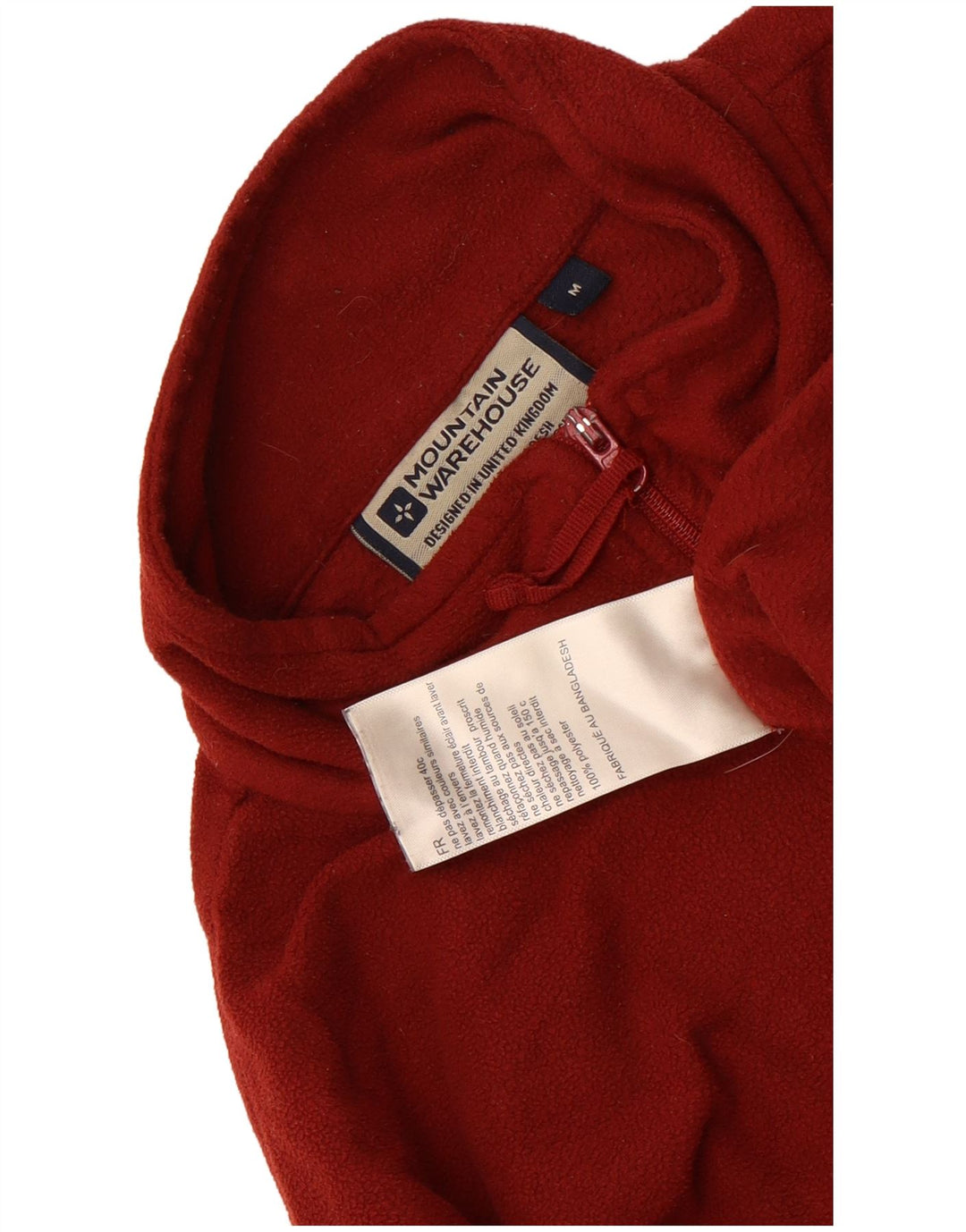 Mountain Warehouse Jersey de forro polar con cuello y cremallera para hombre, talla 40, color granate mediano