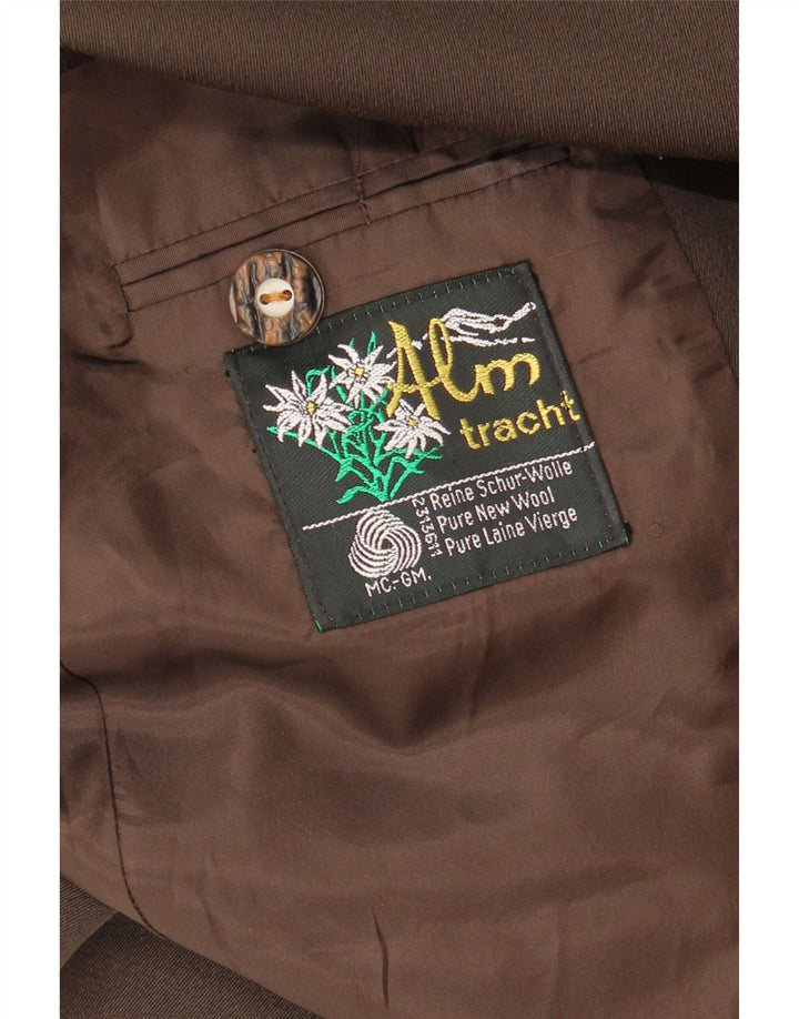 Vintage hombres 3 botones Blazer chaqueta Reino Unido 38 lana marrón medio