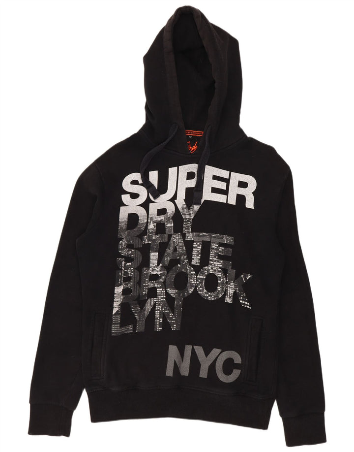 Superdry Jersey con capucha gráfica de algodón negro mediano para hombre