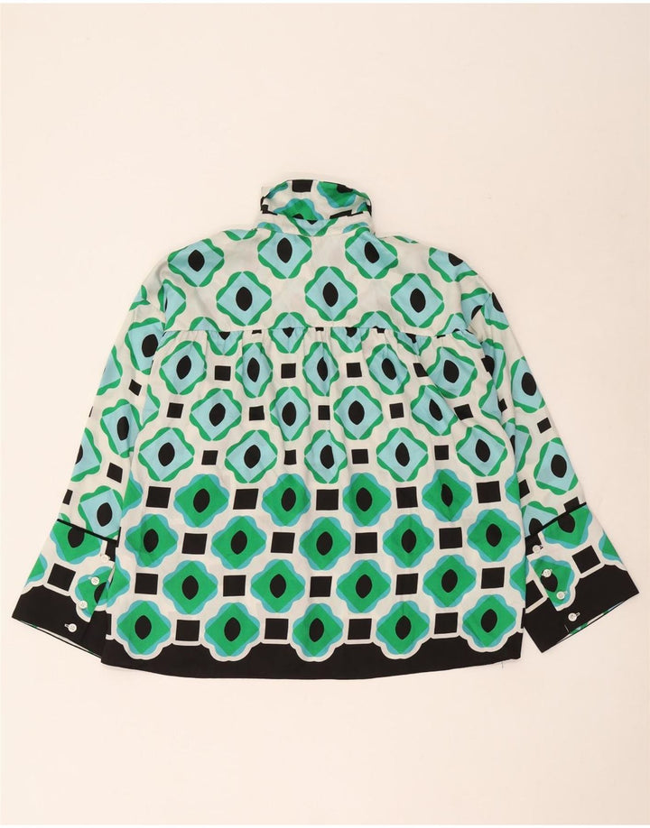 Zara Mujer Blusa Camisa Extragrande UK 6 XS Poliéster Geométrico Verde