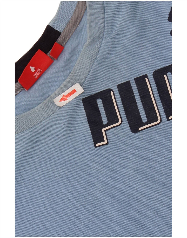 PUMA Camiseta gráfica de manga larga para hombre XL Algodón azul