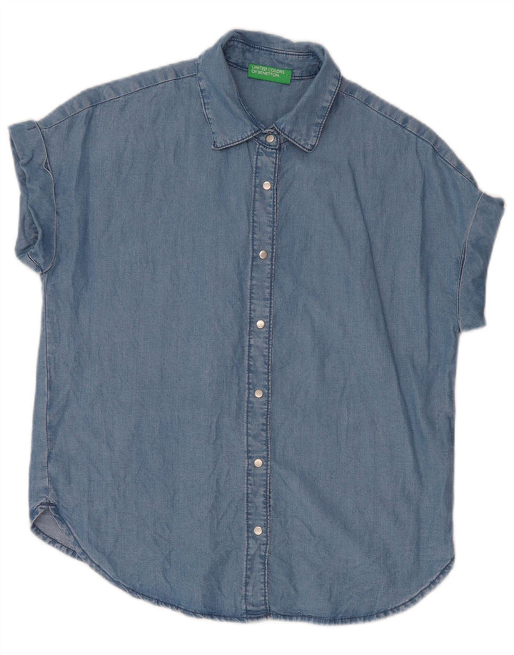 BENETTON Camisa de manga corta para mujer UK 44 Azul medio