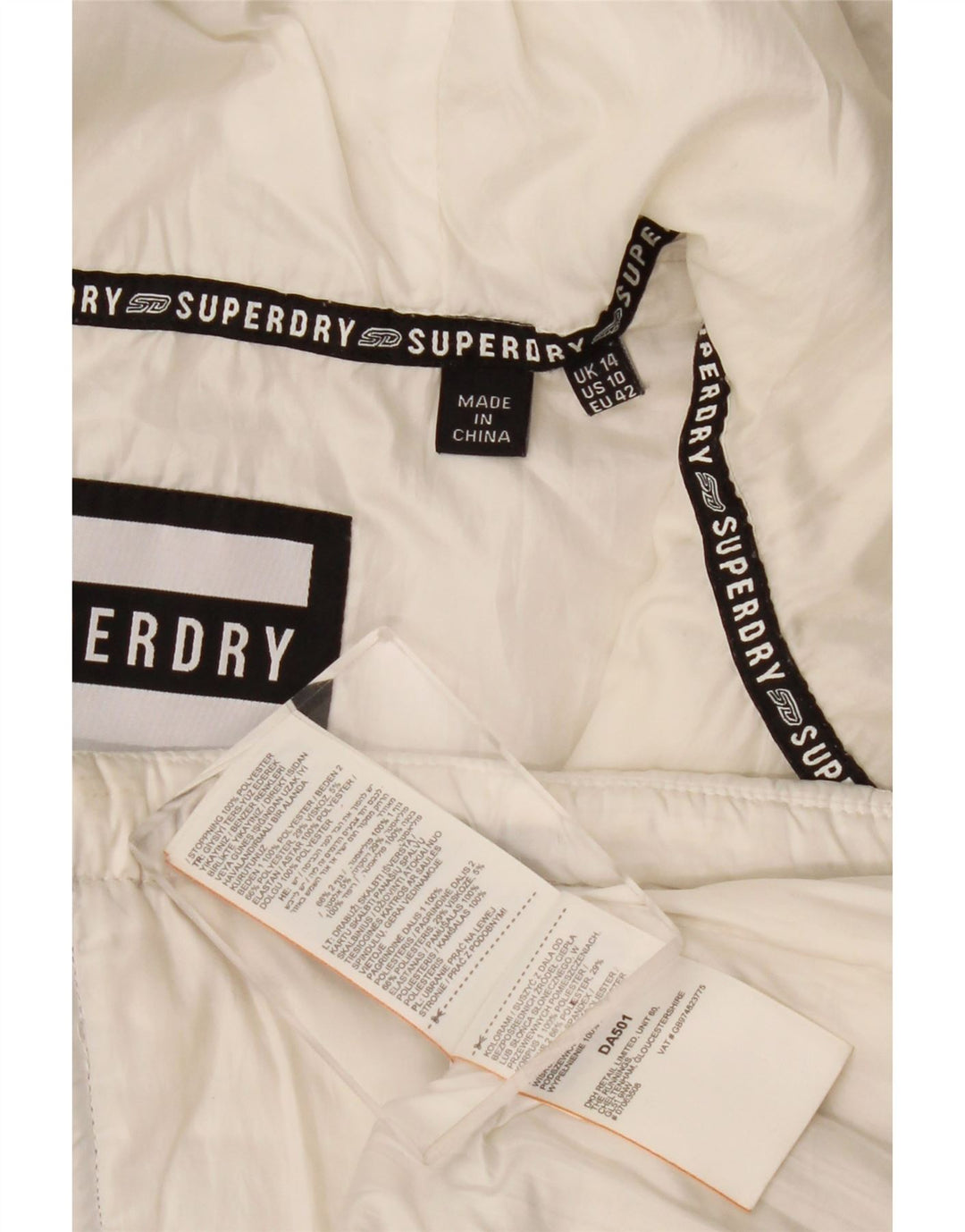 Superdry Chaqueta Acolchada Con Capucha Para Mujer UK 44 Grande Blanco Colorblock