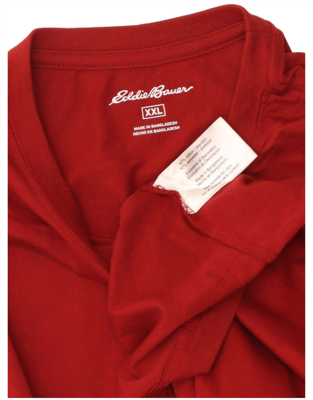 EDDIE BAUER Camiseta Hombre Top 2XL Algodón Rojo