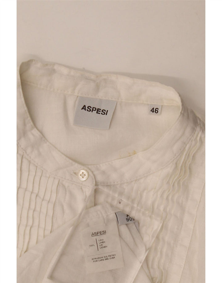 Aspesi Camisa de esmoquin para mujer IT 46 Large White Linen