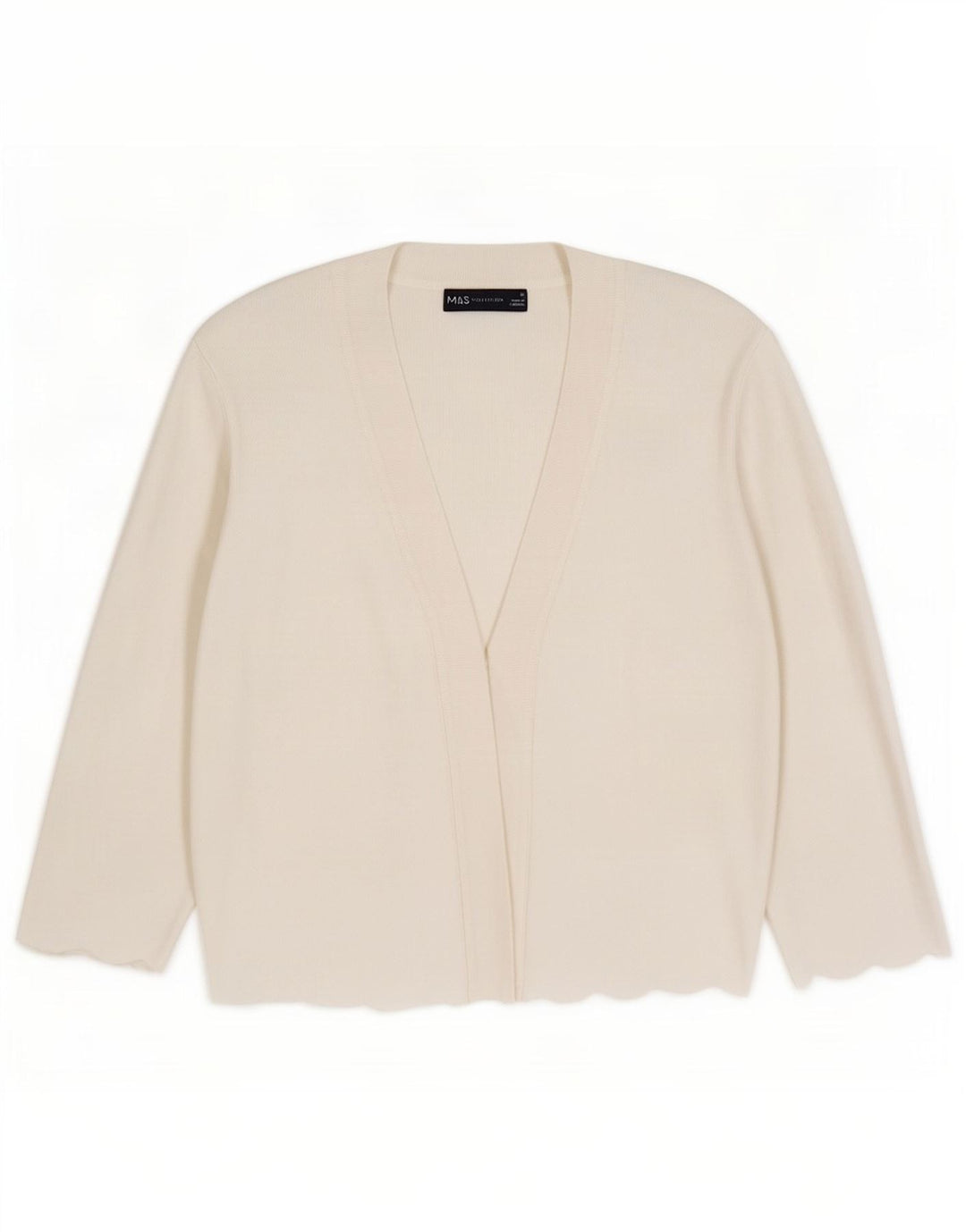 Marks & Spencer Suéter tipo cárdigan abierto para mujer UK 40 Viscosa blanca mediana