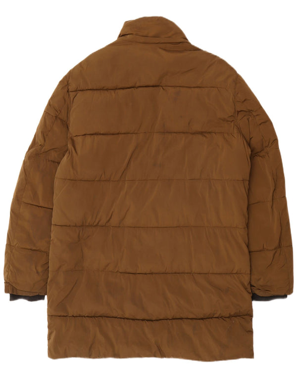 Zara Hombre Abrigo Acolchado UK 38 Medium Caqui Nylon Biker