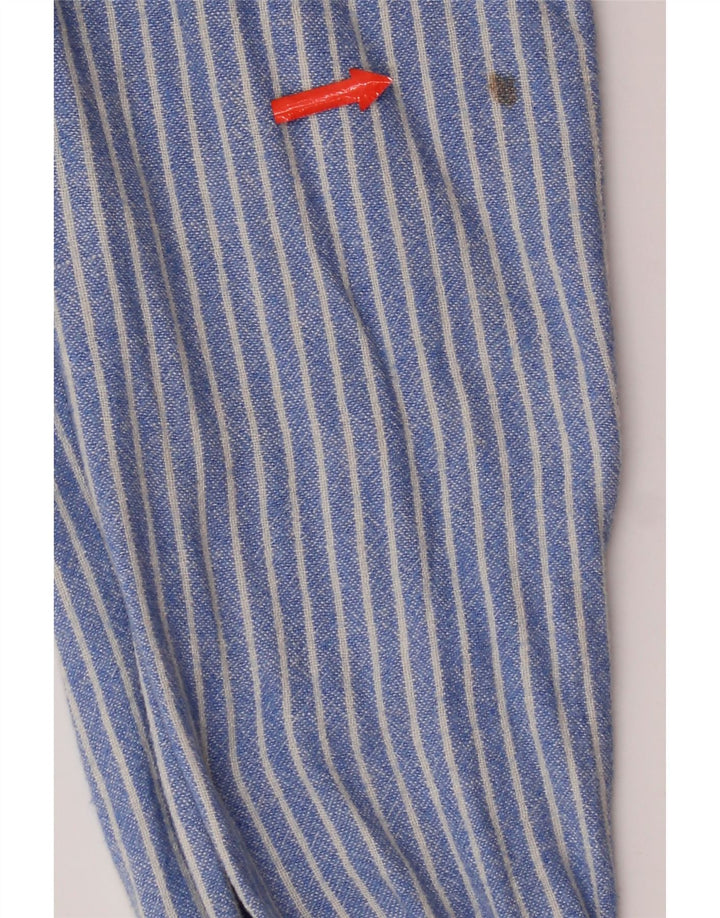 Crew Clothing Camisa para hombre de lino a rayas azul medio