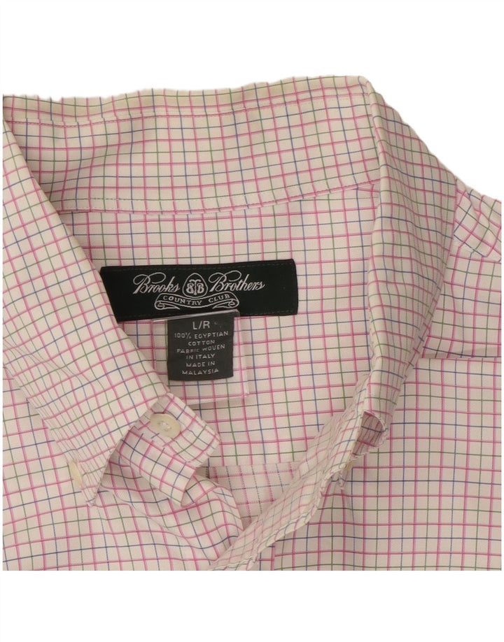 BROOKS BROTHERS Camisa para hombre de algodón a cuadros rosa grande