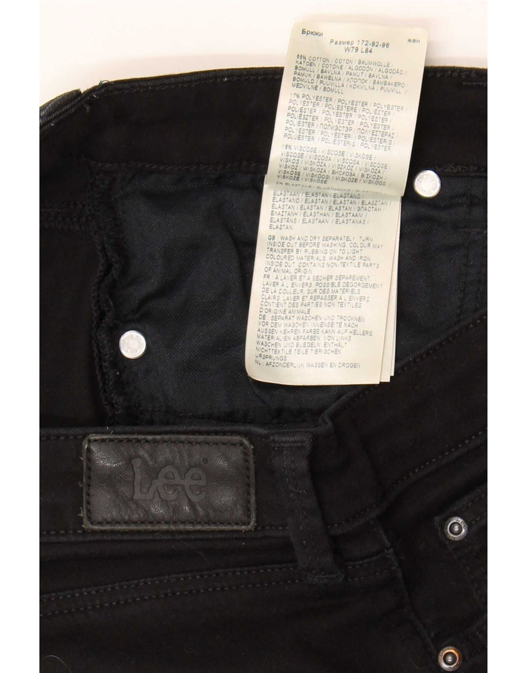 Vaqueros rectos Marion para mujer Lee W31 L33 Algodón negro