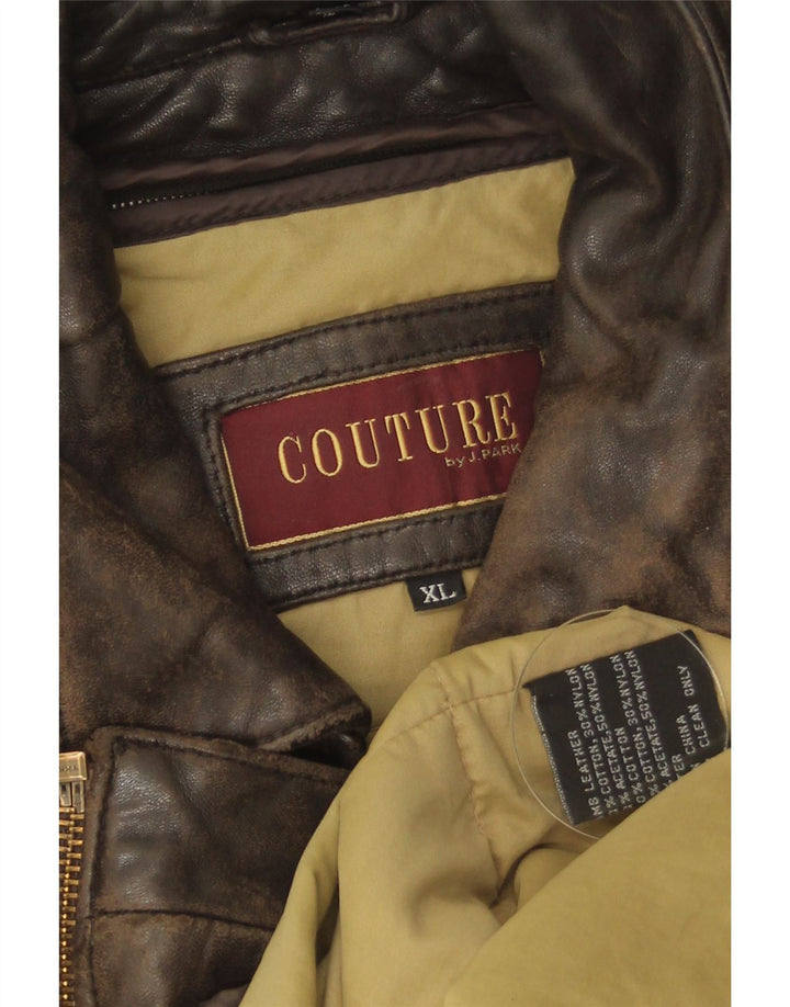 Chaqueta de cuero de alta costura para hombre UK 42 XL Cuero marrón