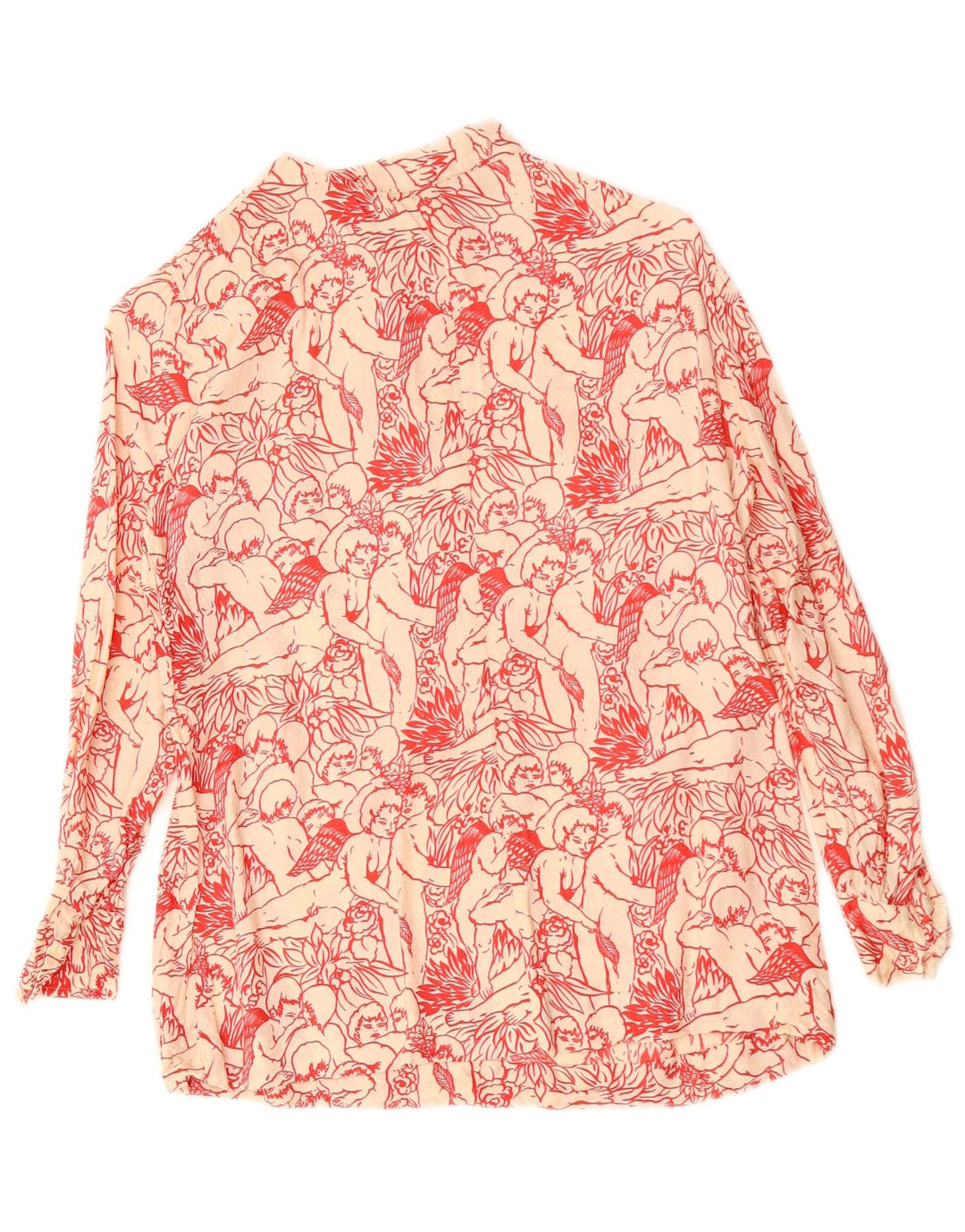 VINTAGE Mujer Camisa Gráfica Blusa Reino Unido 12 Medio Blanco