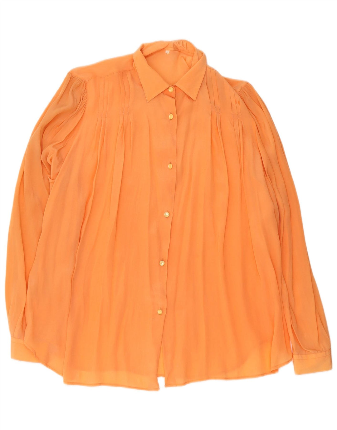 Vintage mujer relajado ajuste ver a través de camisa blusa EU 40 naranja medio