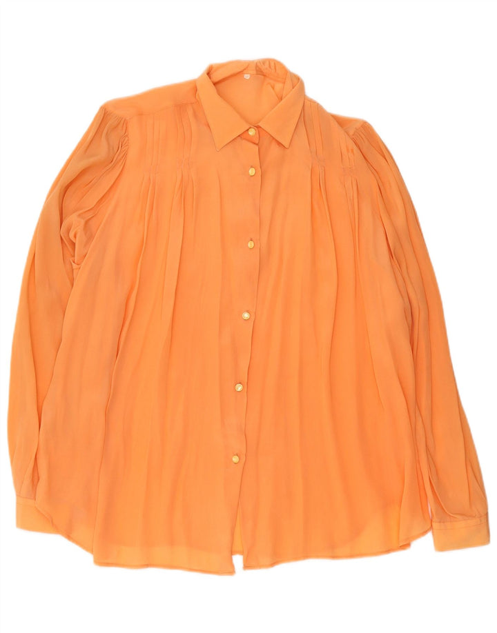 Vintage mujer relajado ajuste ver a través de camisa blusa EU 40 naranja medio