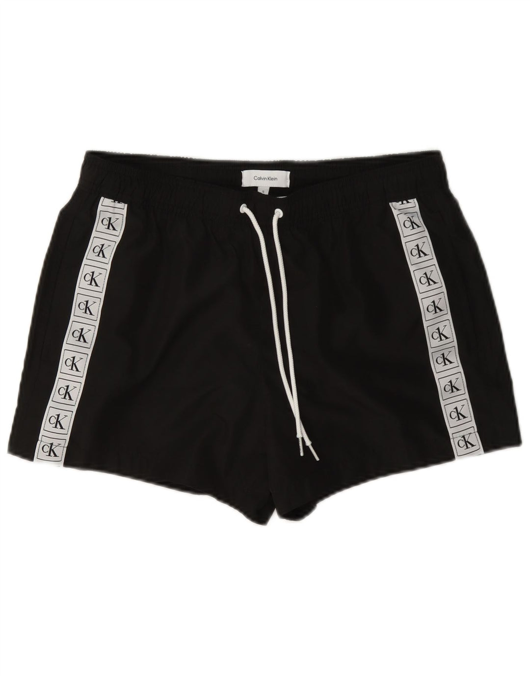 Calvin Klein Bañador con estampado gráfico para hombre, poliéster con bloques de color negro pequeño