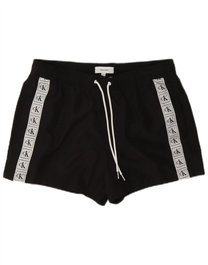 Calvin Klein Bañador con estampado gráfico para hombre, poliéster con bloques de color negro pequeño