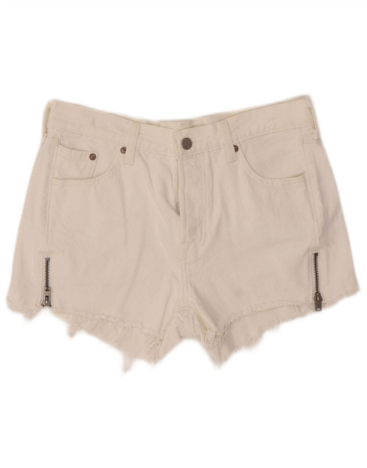 LEVI'S Mujer 501 Shorts De Mezclilla W27 Algodón Blanco Medio