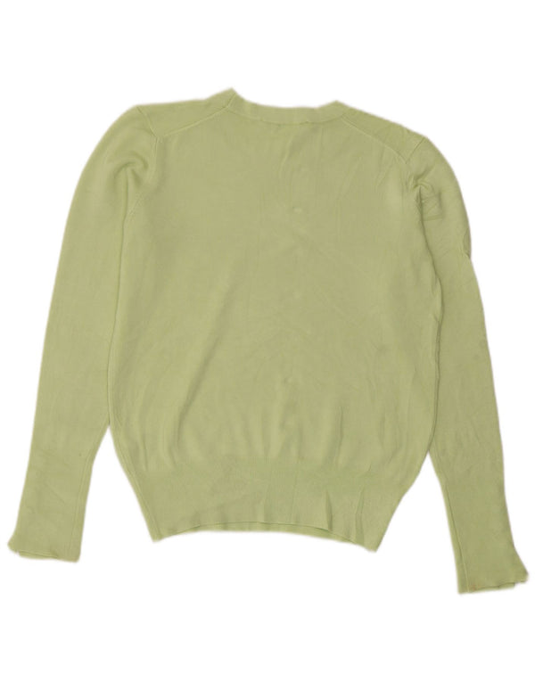 Zara - Jersey corto con cuello redondo para mujer, talla 40, viscosa verde medio