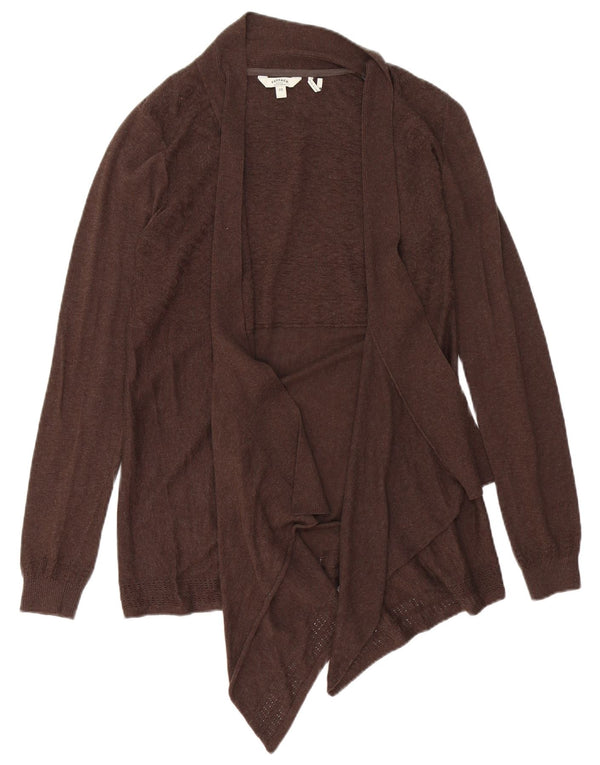 Fat Face Suéter tipo cárdigan abierto asimétrico para mujer UK 10 Small Marrón Algodón