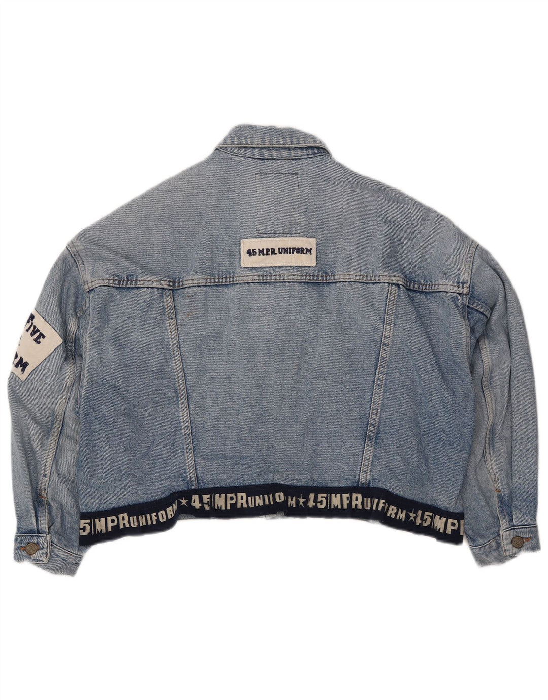 UNIFORM Chaqueta vaquera corta con gráfico para mujer Reino Unido 40 Grande Azul