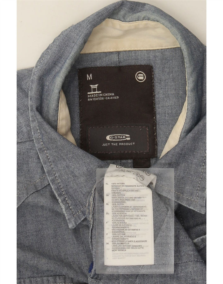 G-Star Hombre 3301 Camisa Militar De Algodón Azul Medio