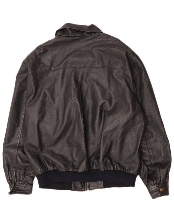 Chaqueta de cuero vintage para hombre Reino Unido 42 XL cuero negro