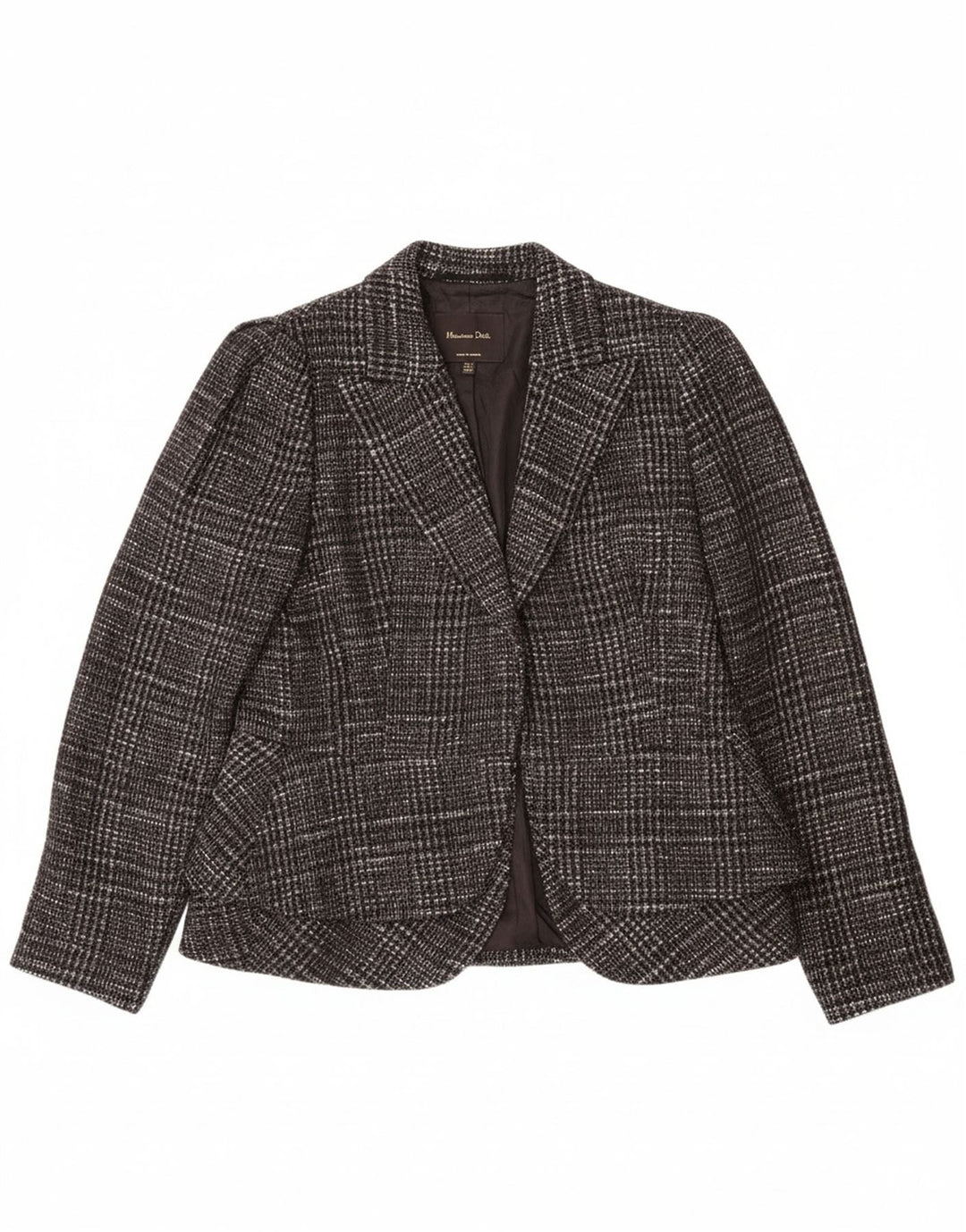 MASSIMO DUTTI Chaqueta Blazer para Mujer EU 42 Algodón a Cuadros Gris Grande