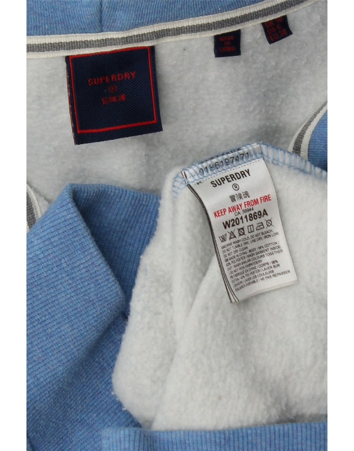 SUPERDRY Suéter con capucha y cremallera para mujer UK 10 Small Blue Cotton