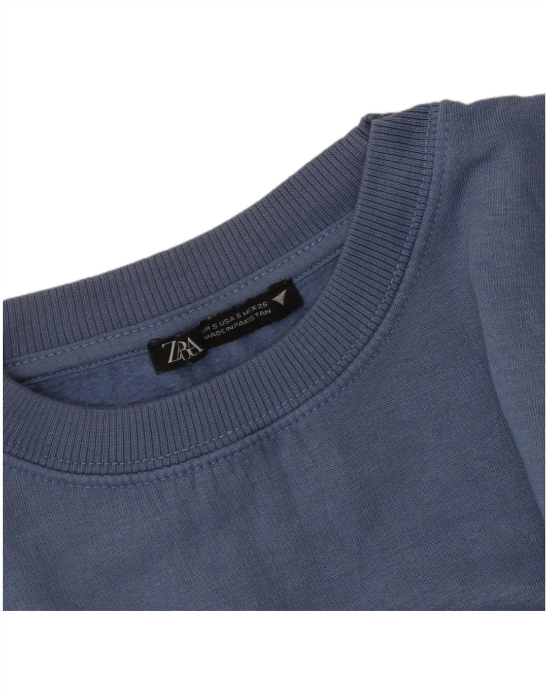 ZARA Mujer Sudadera Corta Extragrande Jersey UK 10 Small Azul
