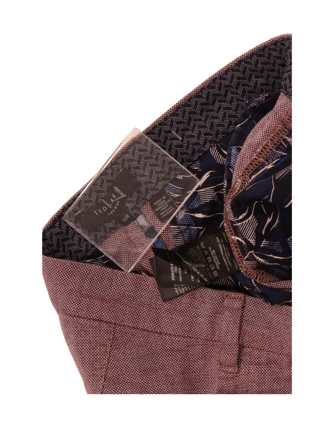 Pantalones de traje rectos para hombre de Ted Baker W32 L31 Algodón granate