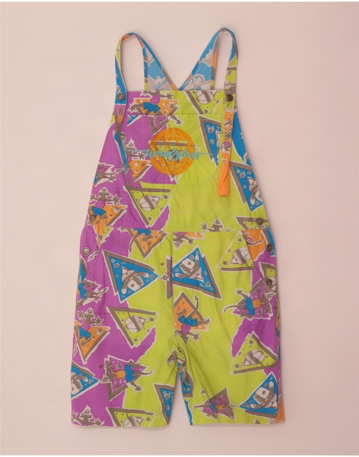 Vintage mujer gráfico playsuit Reino Unido 14 algodón geométrico multicolor medio