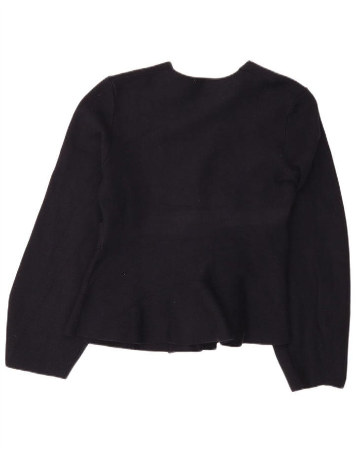 Zara Mujer Cárdigan Suéter UK 10 Small Azul Marino Poliamida