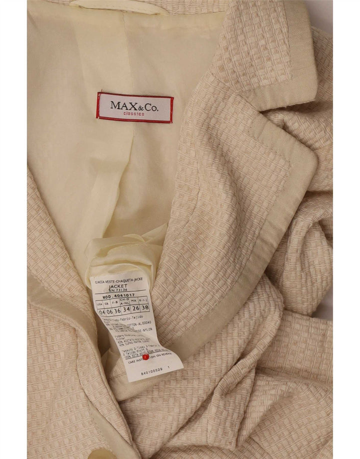 Max & Co. Chaqueta tipo blazer de 3 botones para mujer UK 6 XS Algodón beige