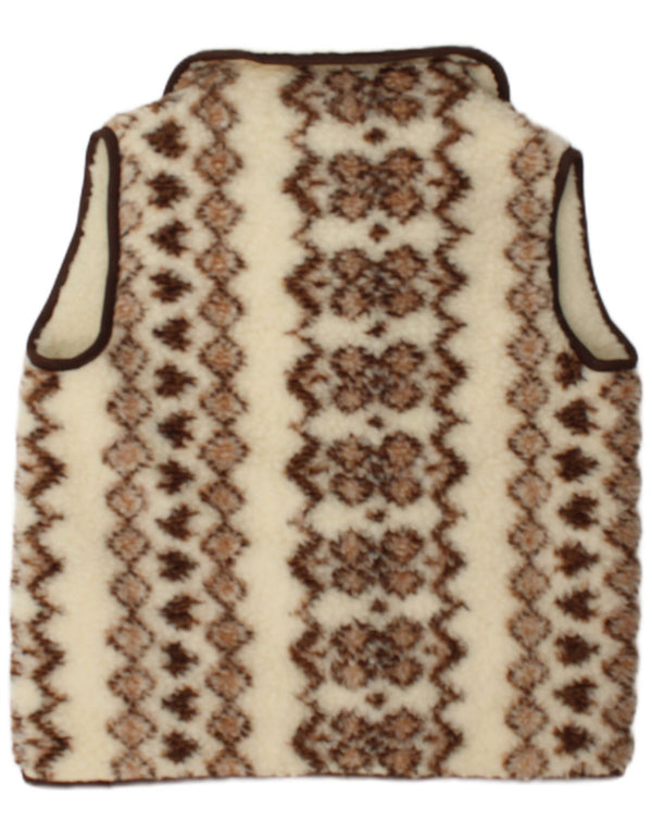 Vintage mujer Sherpa Gilet IT 48 XL de lana blanca Fair Isle