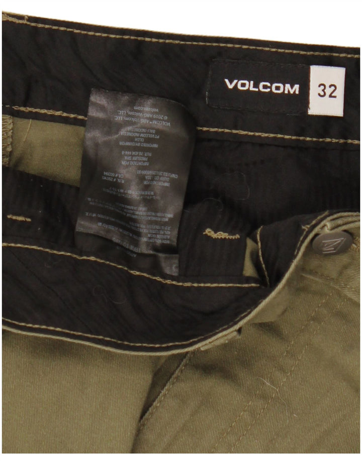 VOLCOM Pantalones cortos chinos para hombre W32 Poliéster caqui medio
