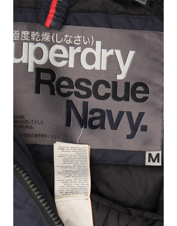 Superdry Abrigo acolchado con capucha para hombre UK 38 Medium Azul marino Nylon