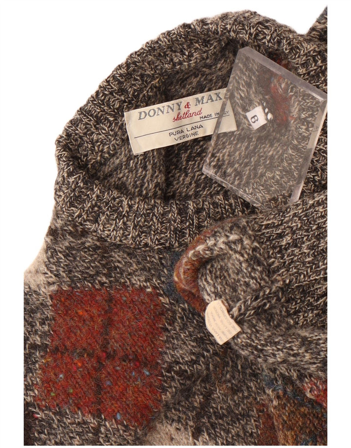 Donny & Max Jersey con cuello redondo para hombre, talla grande, lana gris Argyle/Diamond