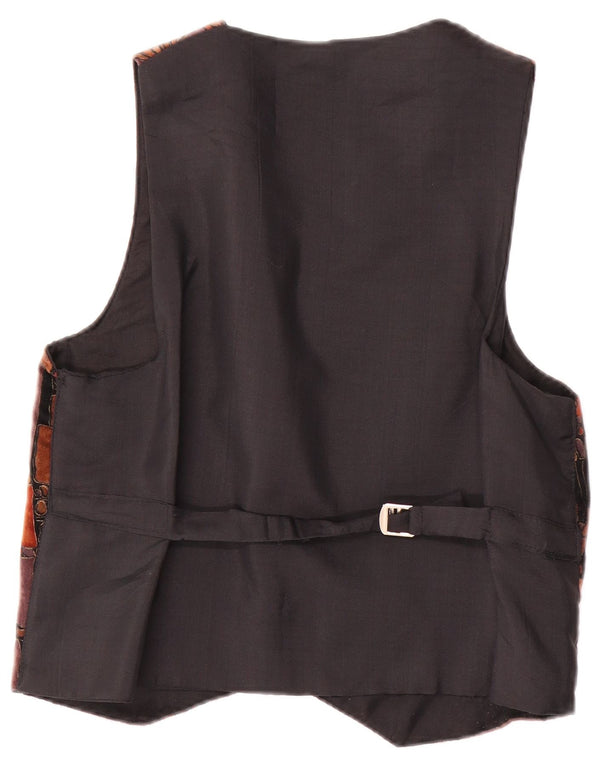 Chaleco vintage para hombre poliéster patchwork marrón grande