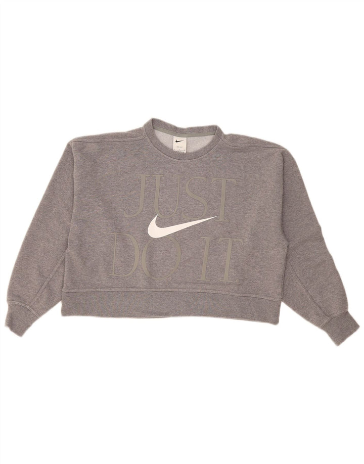 Nike - Sudadera extragrande con gráfico corto para mujer, talla 10, color gris