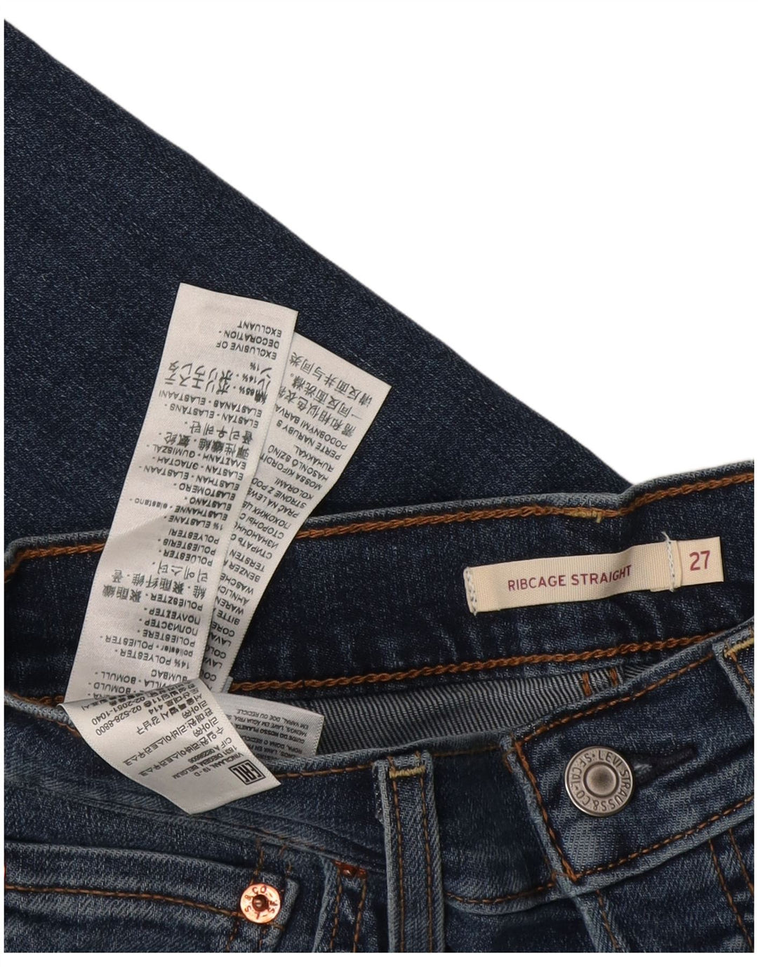 Vaqueros Levi's Ribcage Rectos Mujer W27 L29 Algodón Azul