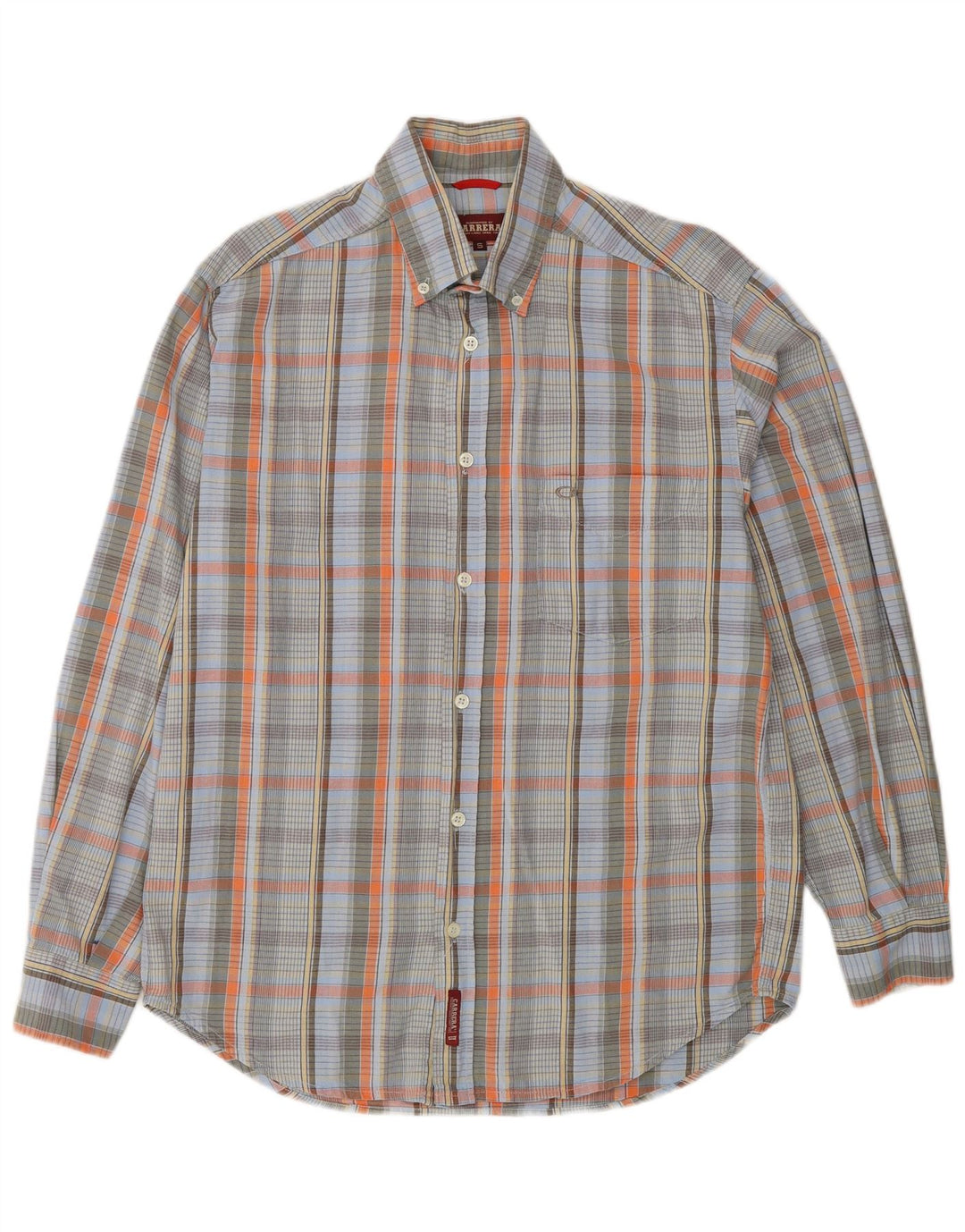 CARRERA Camisa Hombre Small Azul Cuadros Algodón