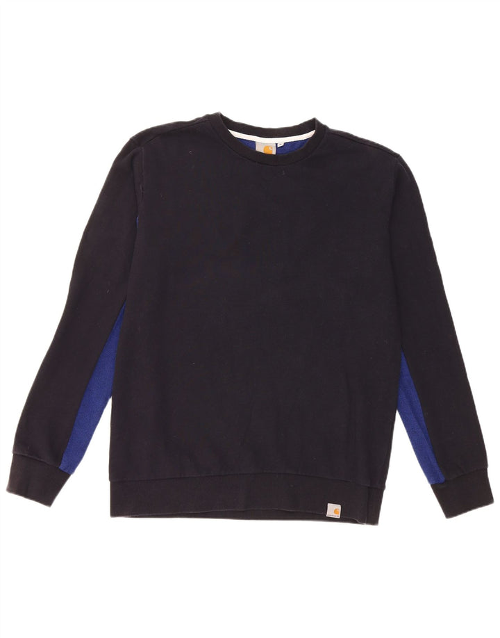 Carhartt Hombre - Sudadera tipo jersey de algodón color block en azul marino mediano